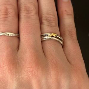 David Yurman Silver and Gold Twisted Rings